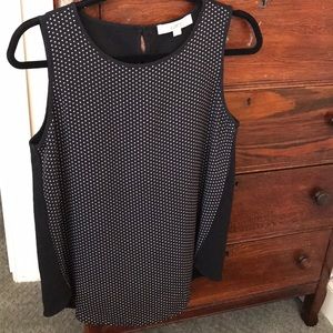 Loft work top black with white polka dots